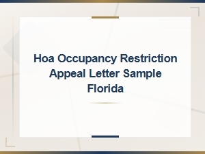 Hoa Occupancy Restriction Appeal Letter Florida