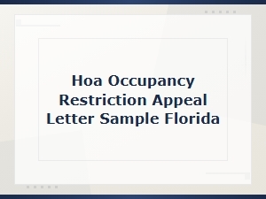 Florida Hoa Occupancy Restriction Appeal Letter Guide